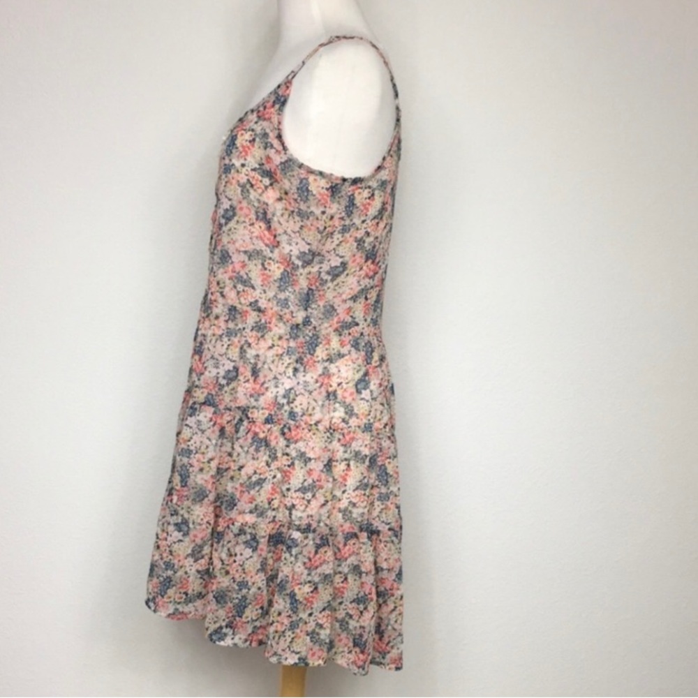 American Rag Blush Multi Floral Lace Detail Tiered Mini Dress Size Small Girly - Picture 4 of 16